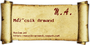 Mácsik Armand névjegykártya