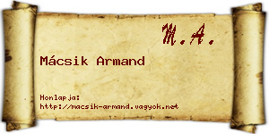Mácsik Armand névjegykártya