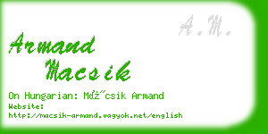 armand macsik business card
